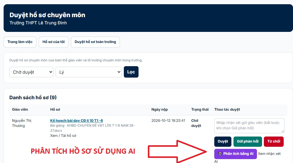 AI góp ý hồ sơ chuyên môn